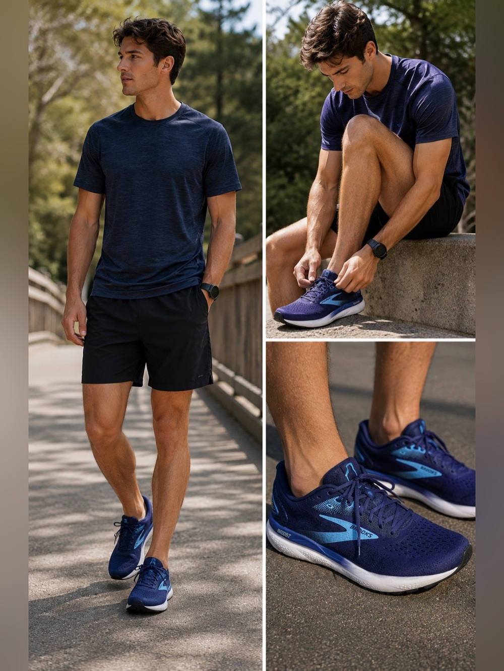 Brooks Men’s Ghost Sneakers - Navy and Sky Blue Size 9